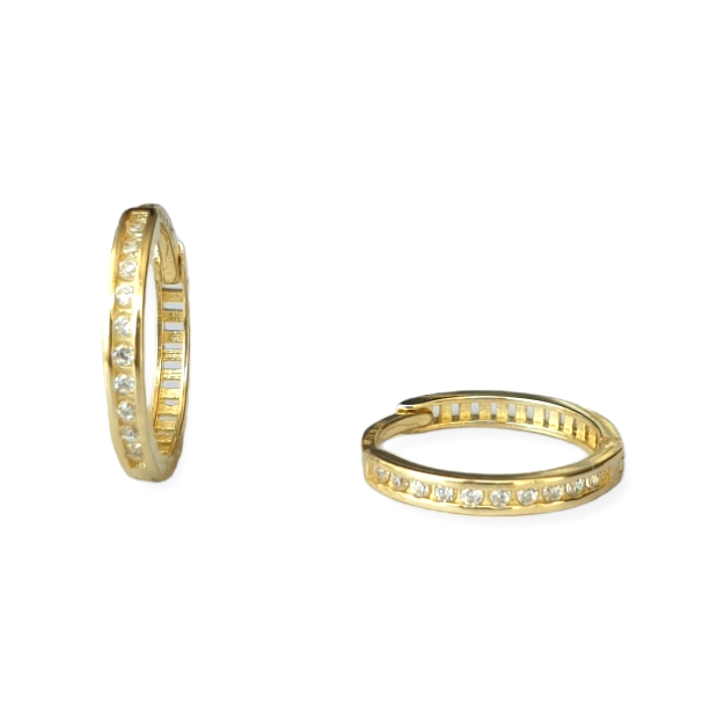Huggies Biselados con Zirconia-Oro 10k