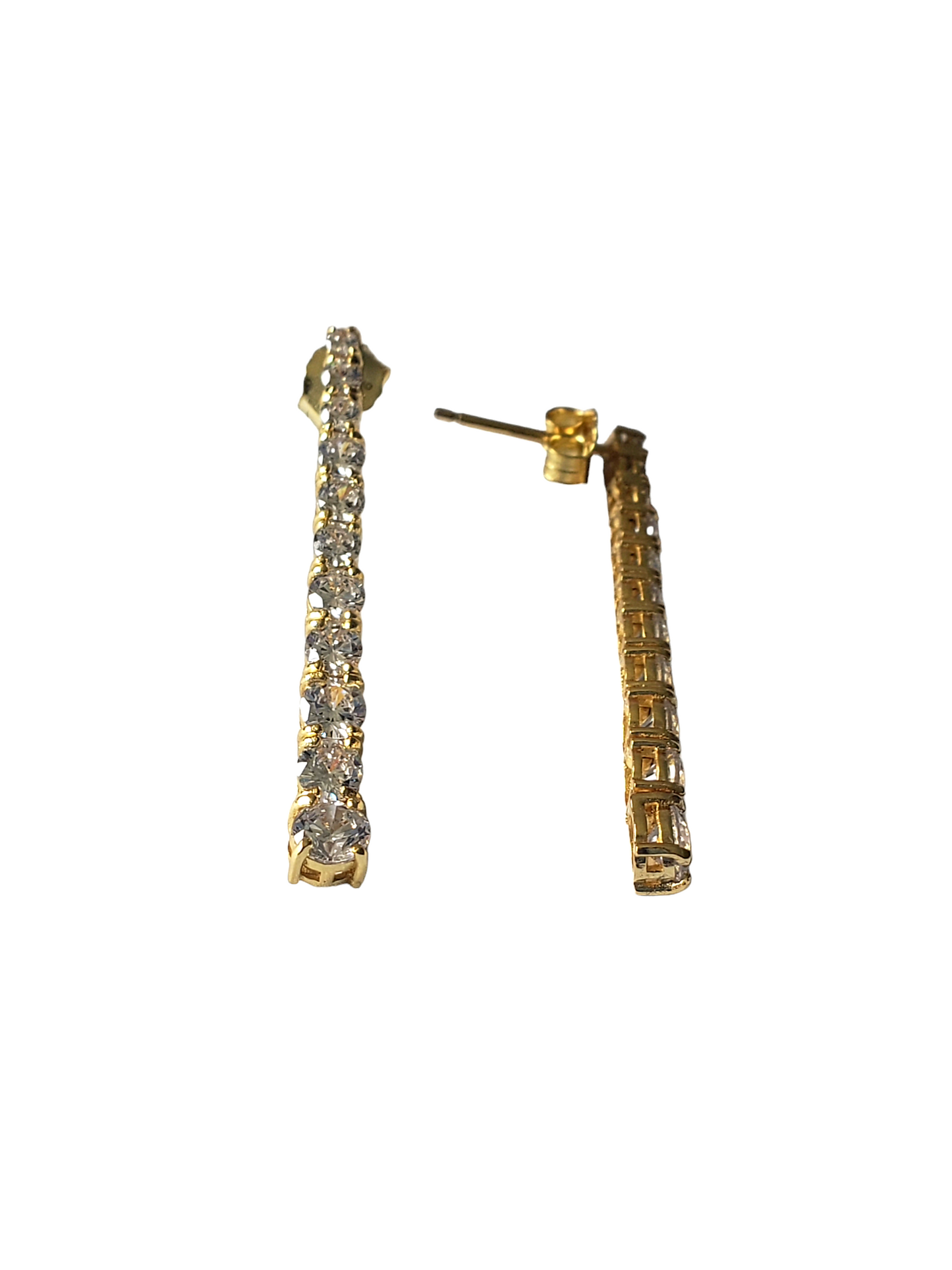 Pendientes Zirconia largos- Plata ley 925 acabado en oro 24k