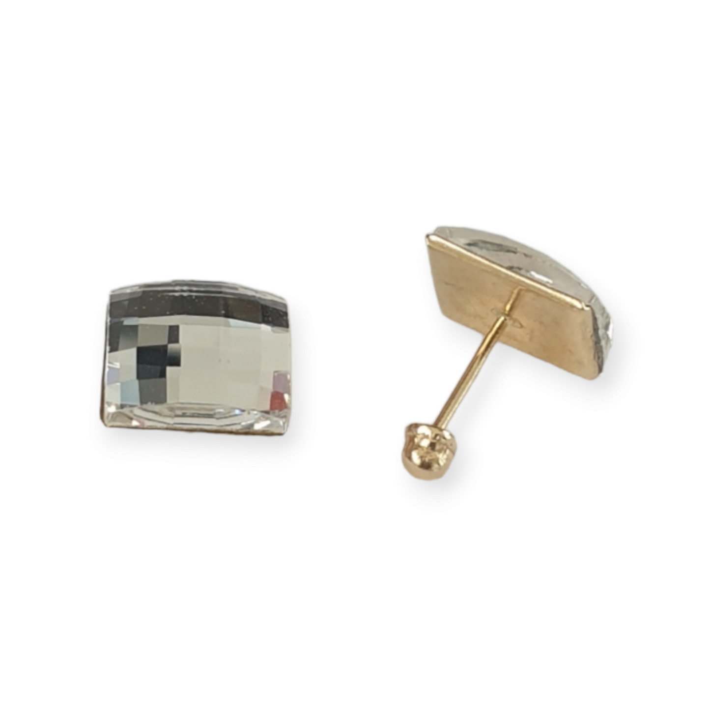 Aretes de piedra blanca- oro 14K