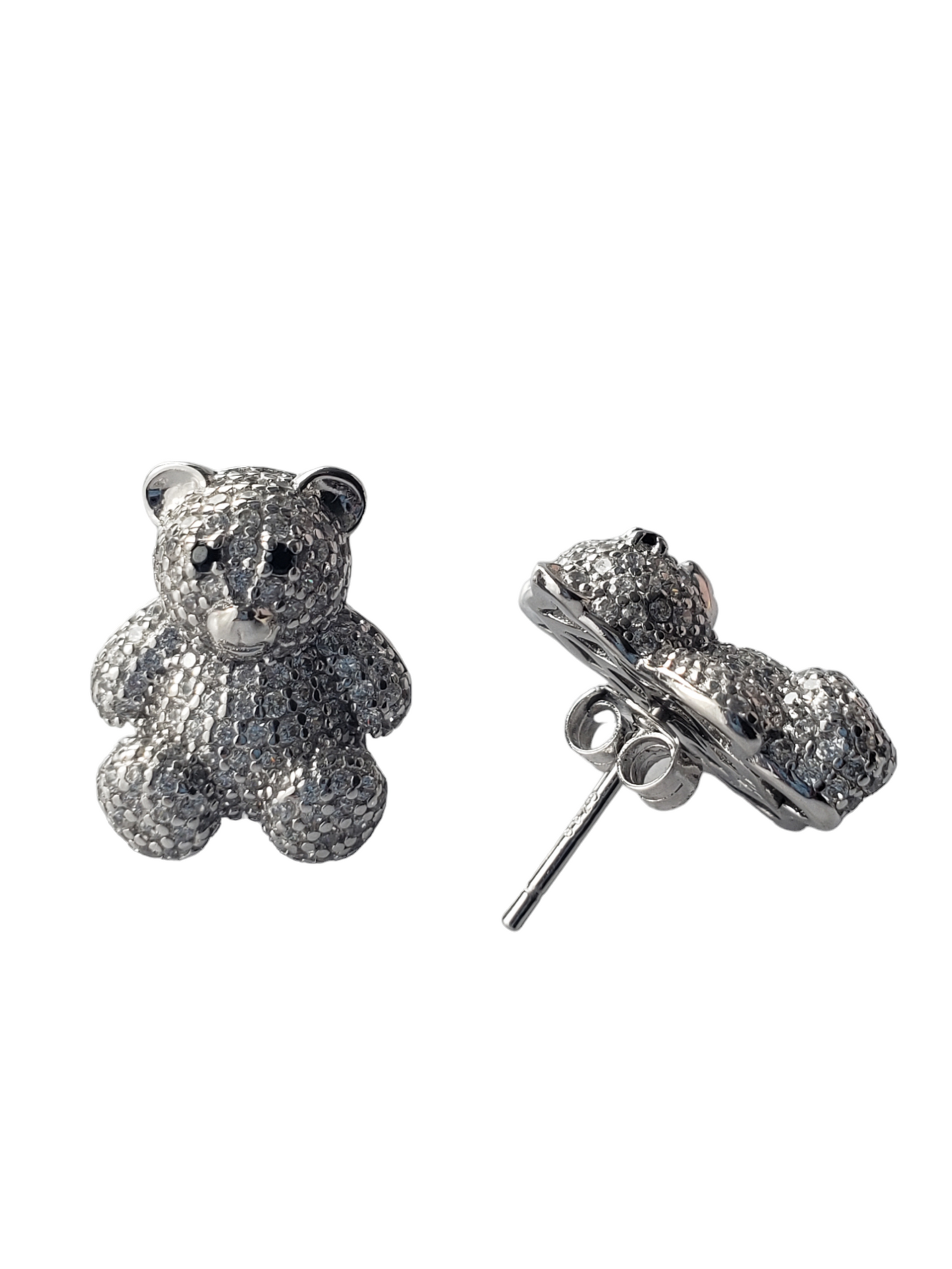 Aretes de Oso- Plata ley 925 acabado en Rodio