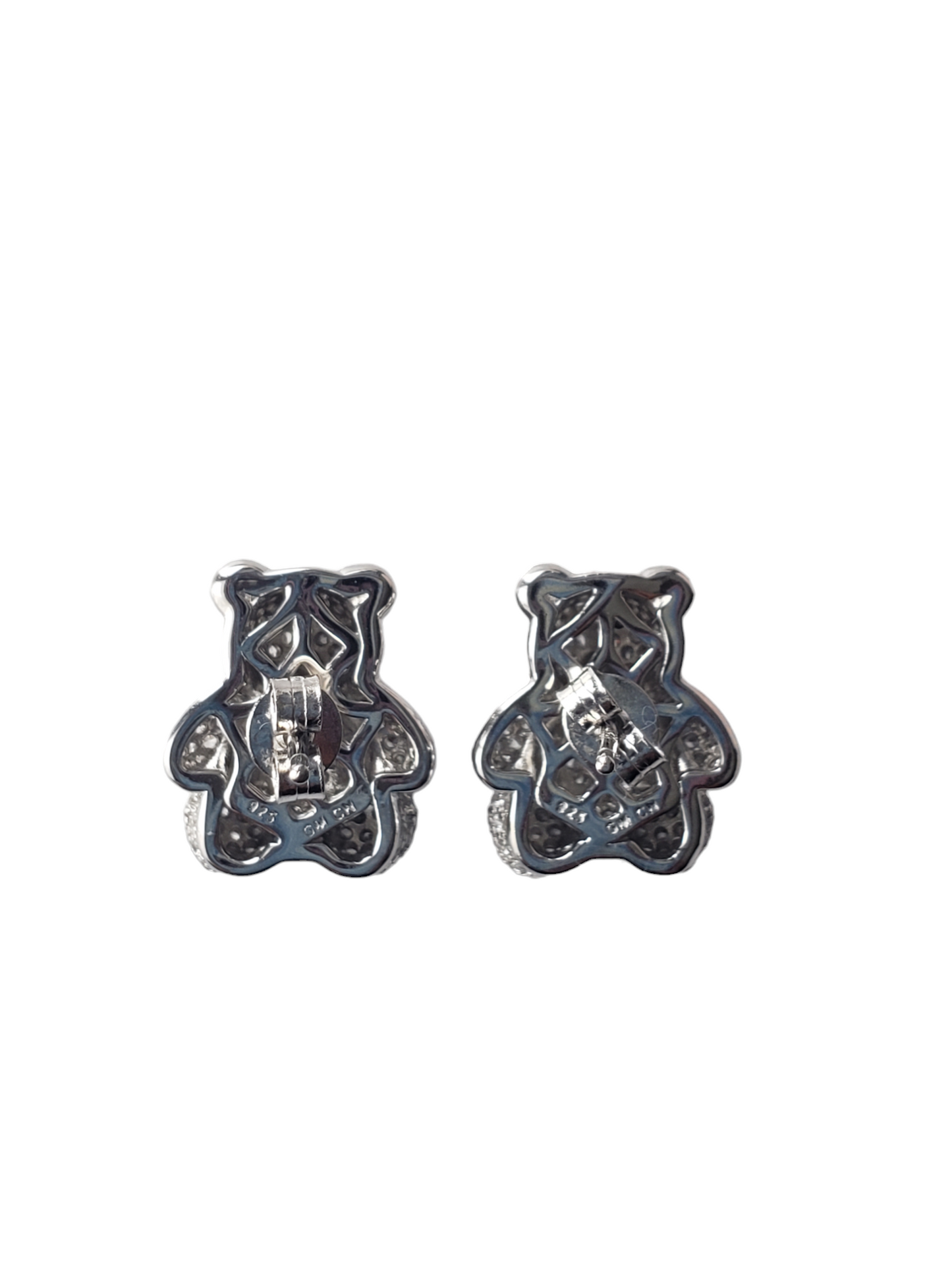 Aretes de Oso- Plata ley 925 acabado en Rodio
