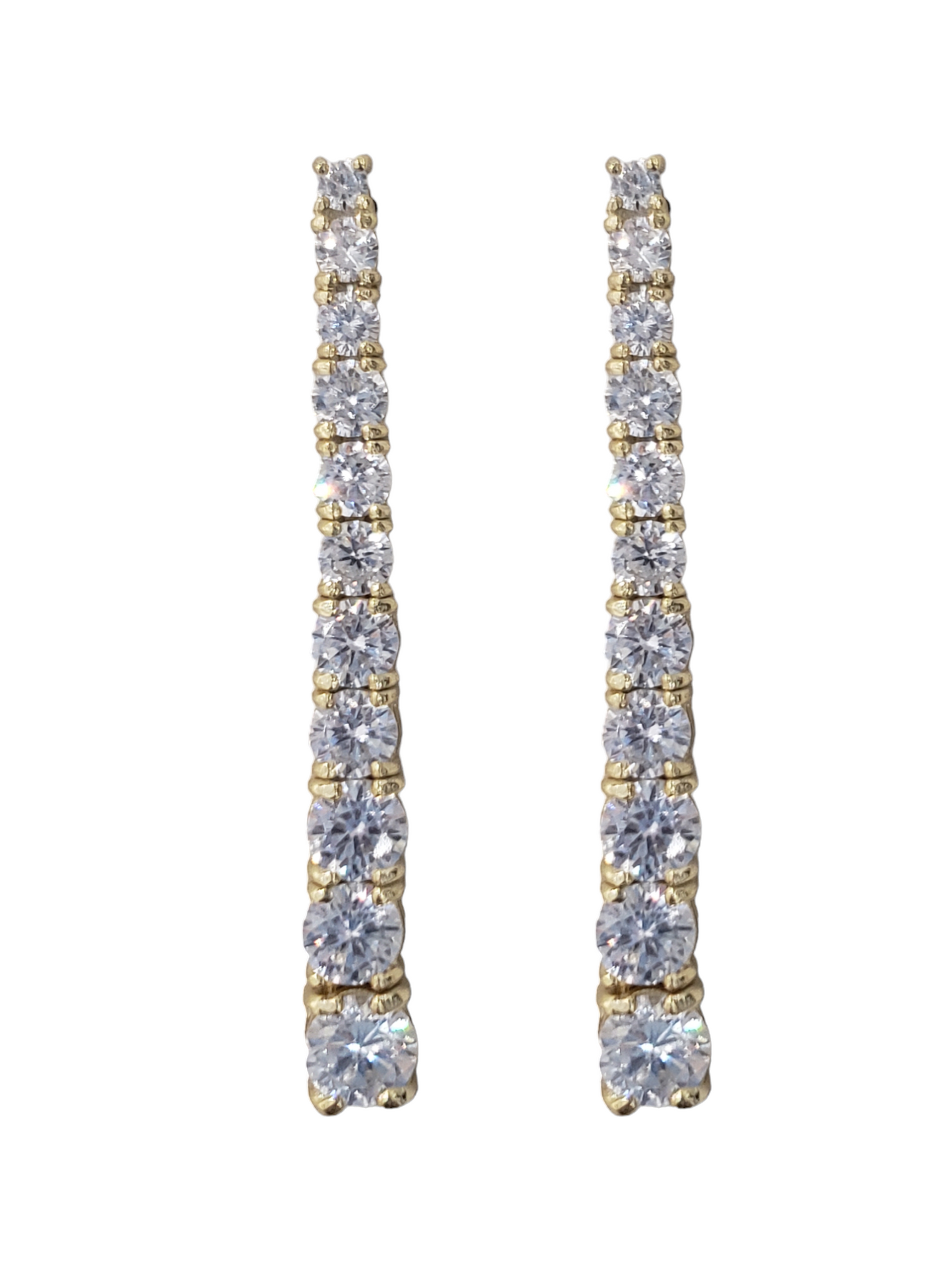 Pendientes Zirconia largos- Plata ley 925 acabado en oro 24k