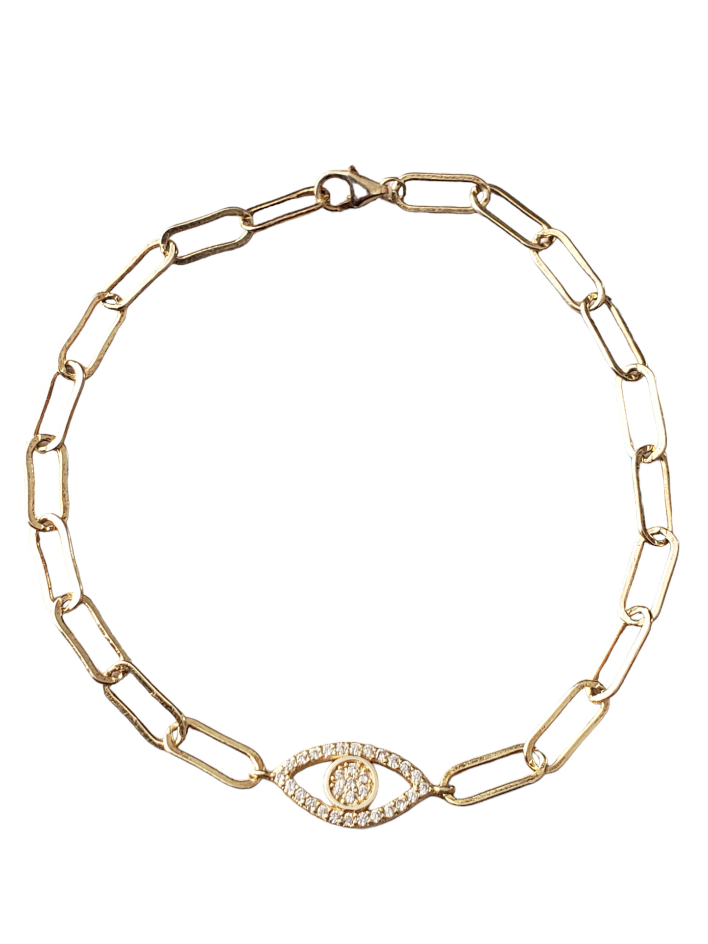 Pulsera de ojo de turco. Plata ley 925, con baño de oro 24k.