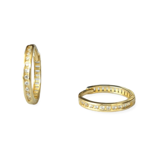 Huggies Biselados con Zirconia-Oro 10k