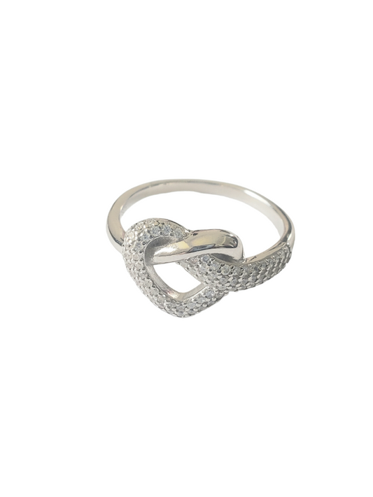 Anillo de corazón- plata ley 925- acabado en rodio #9
