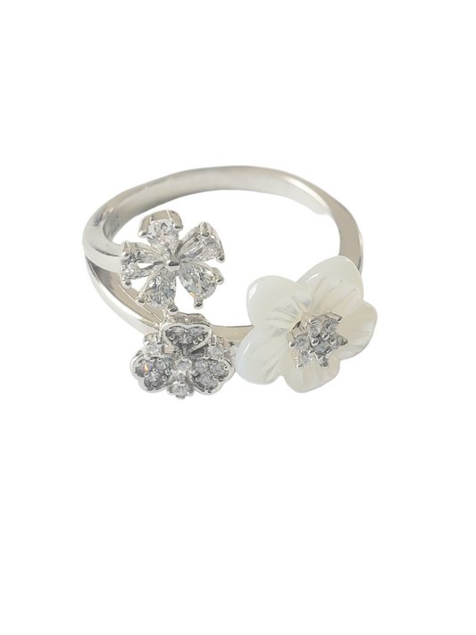 Anillo de flores-plata ley 925-acabado en rodio #7