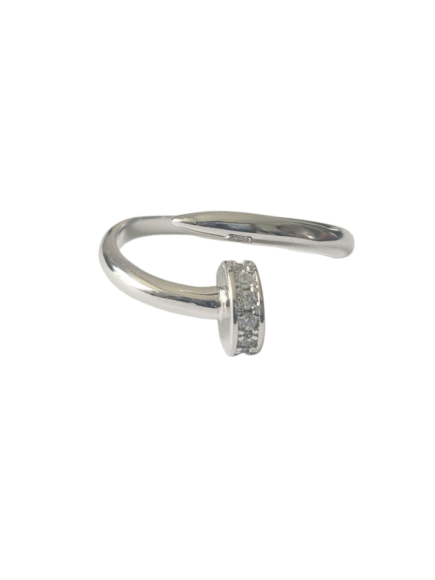 Anillo de clavo- plata ley 925 acabado en rodio-#7.5