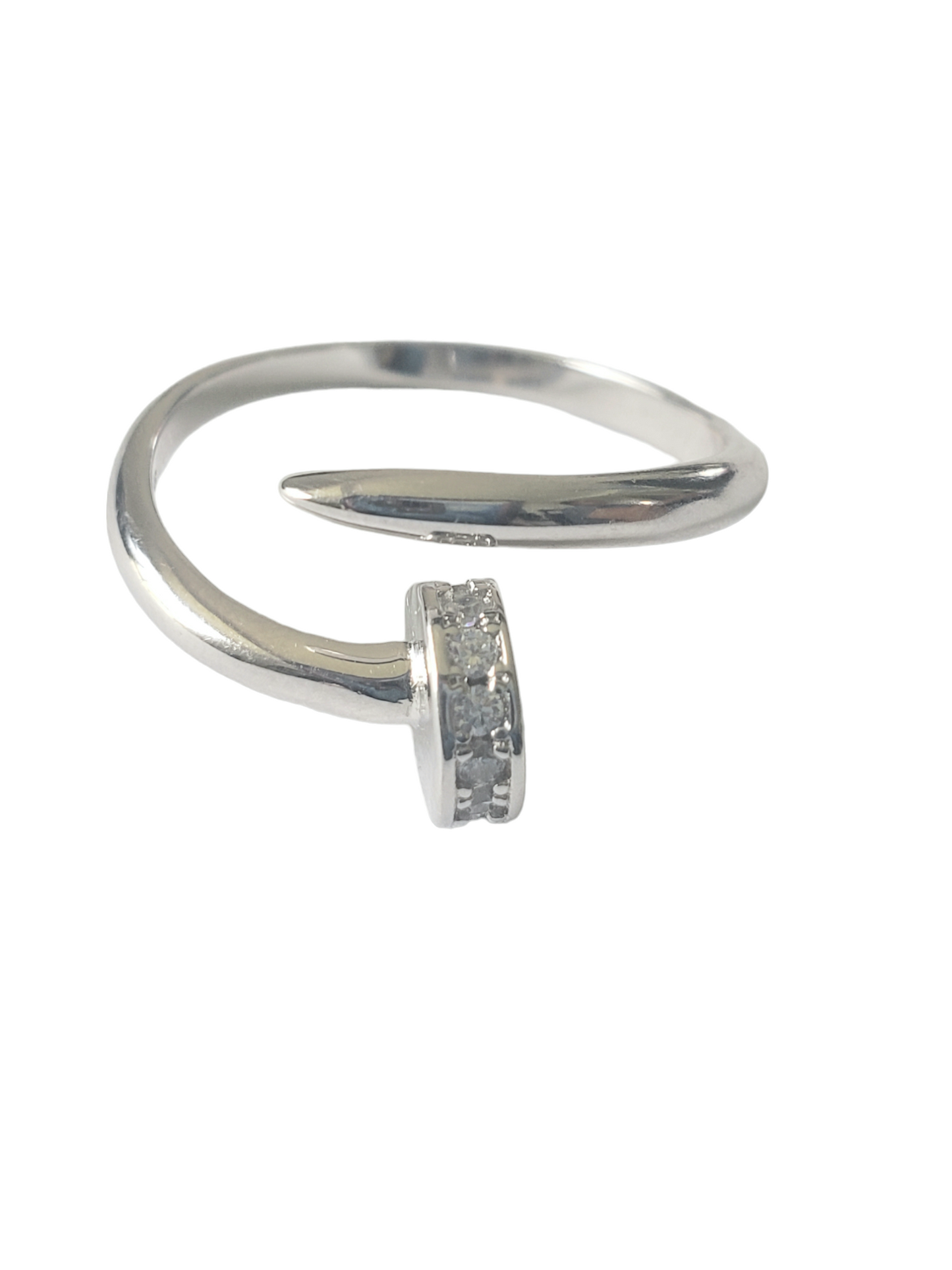 Anillo de clavo- plata ley 925 acabado en rodio-#7.5