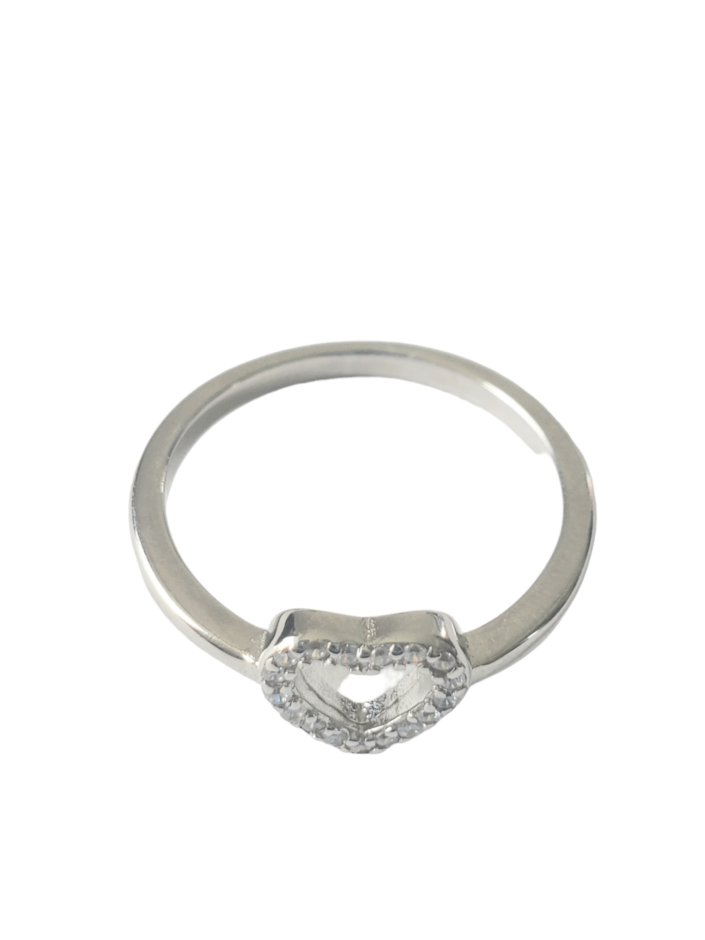 Anillo de corazón-plata ley 925- acabado en rodio #7.5