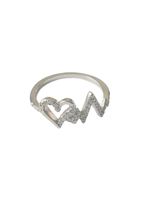 Anillo de electrocardiograma-plata ley 925 acabado en rodio- #5.5