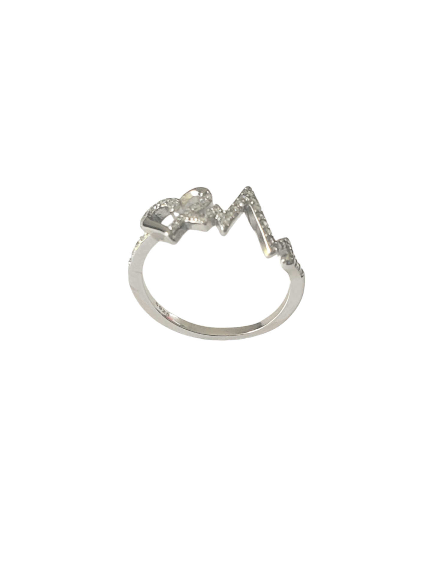 Anillo de electrocardiograma-plata ley 925 acabado en rodio- #5.5