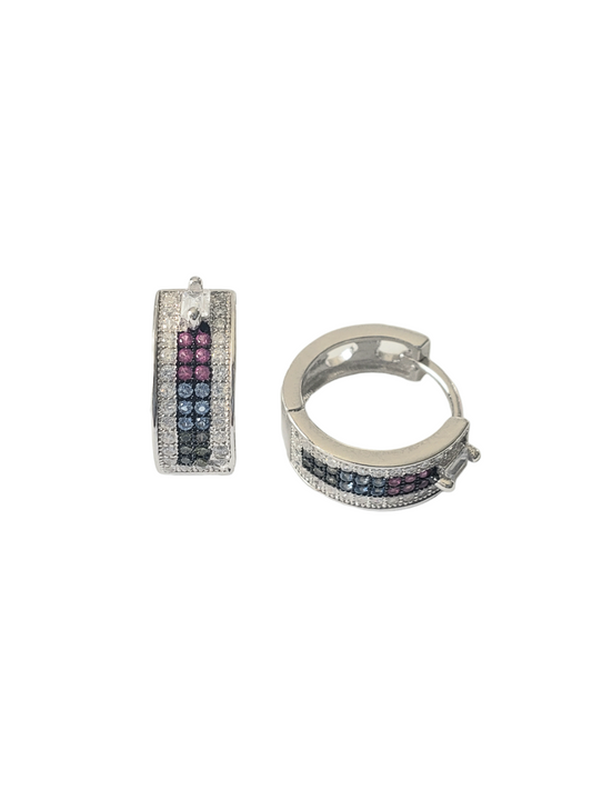 Huggies con Zirconia-plata ley 925 terminado en rodio