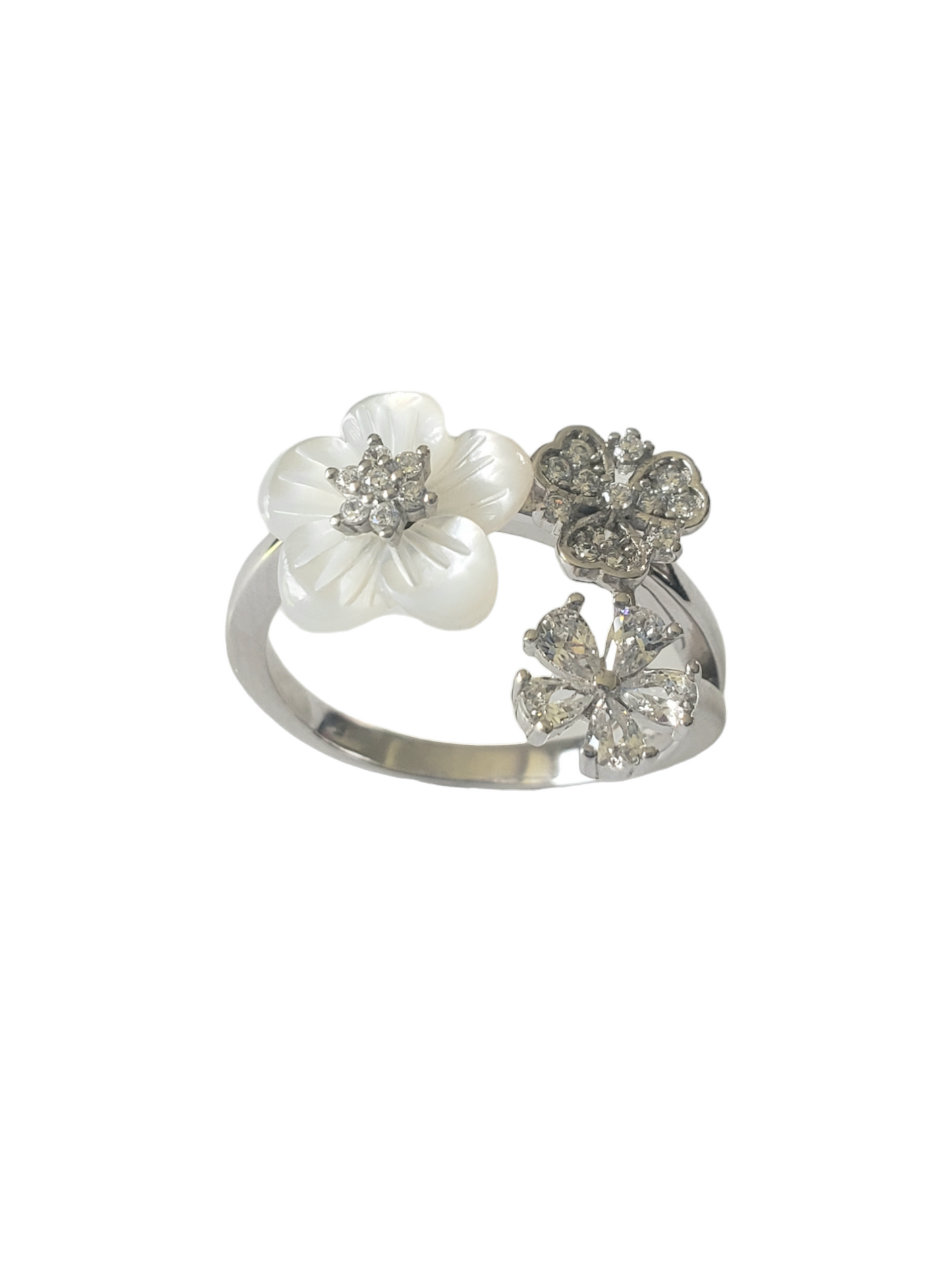 Anillo de flores-plata ley 925-acabado en rodio #7