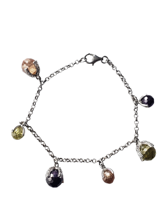 Pulsera de piedras- Plata ley 925 terminado en Rodio