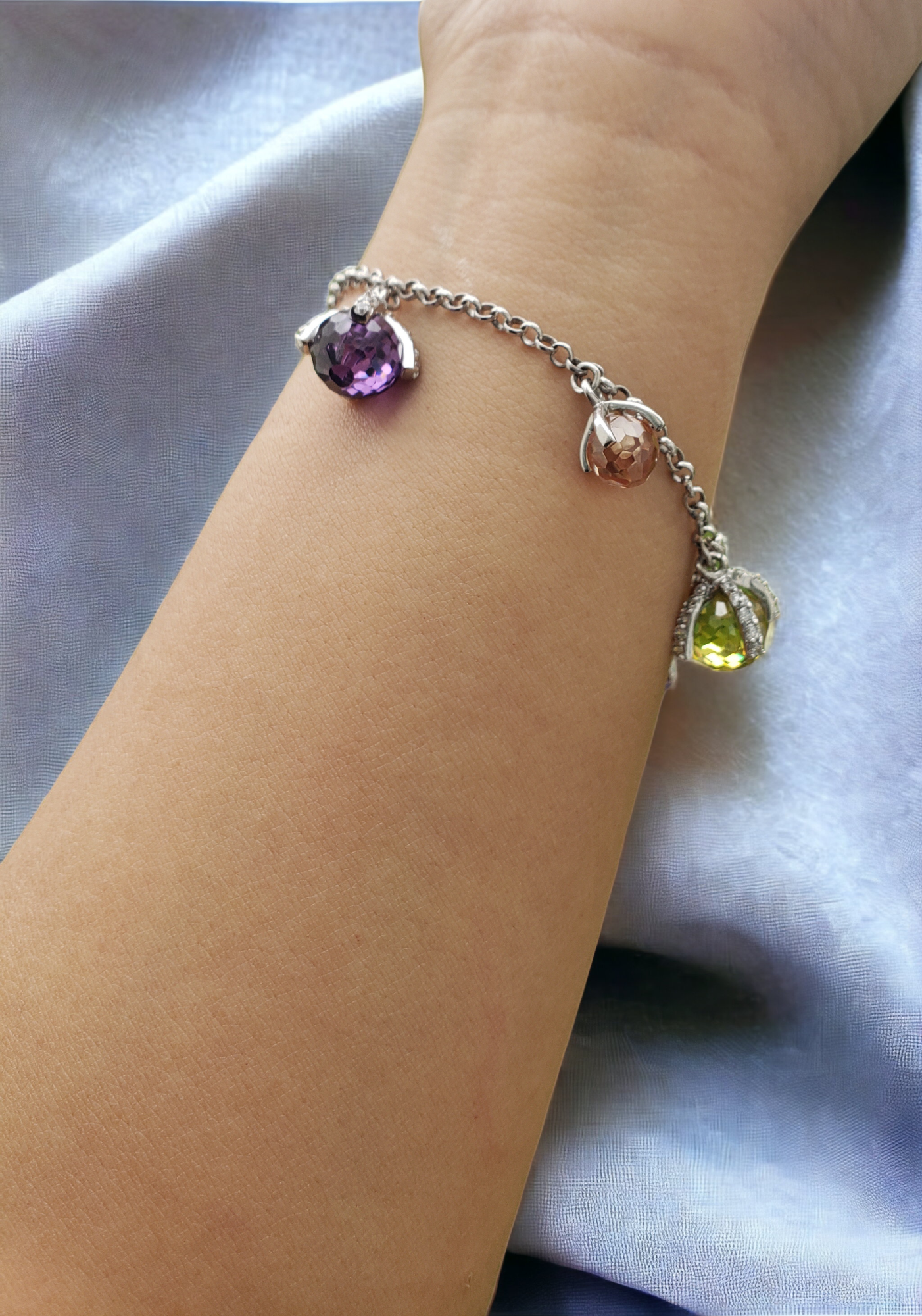 Pulsera de piedras- Plata ley 925 terminado en Rodio