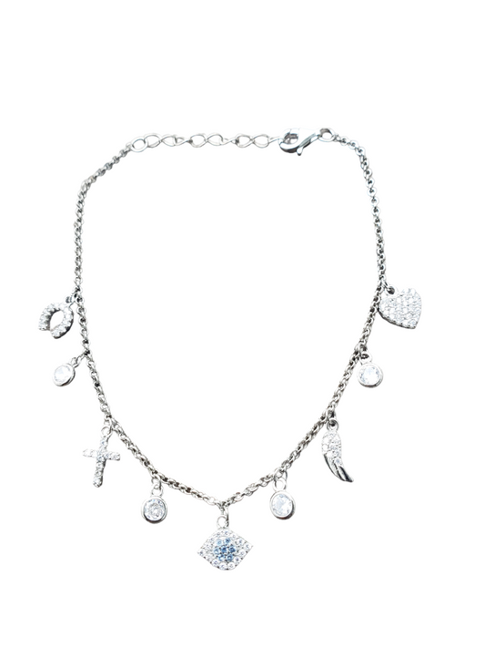 Pulsera de dijes-Plata ley 925 acabado en rodio