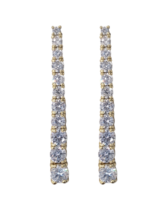 Pendientes Zirconia largos- Plata ley 925 acabado en oro 24k