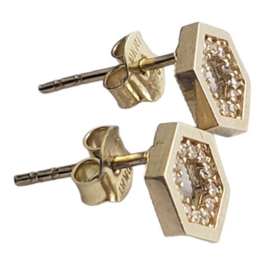 Broquel hexagonal, oro de 10k