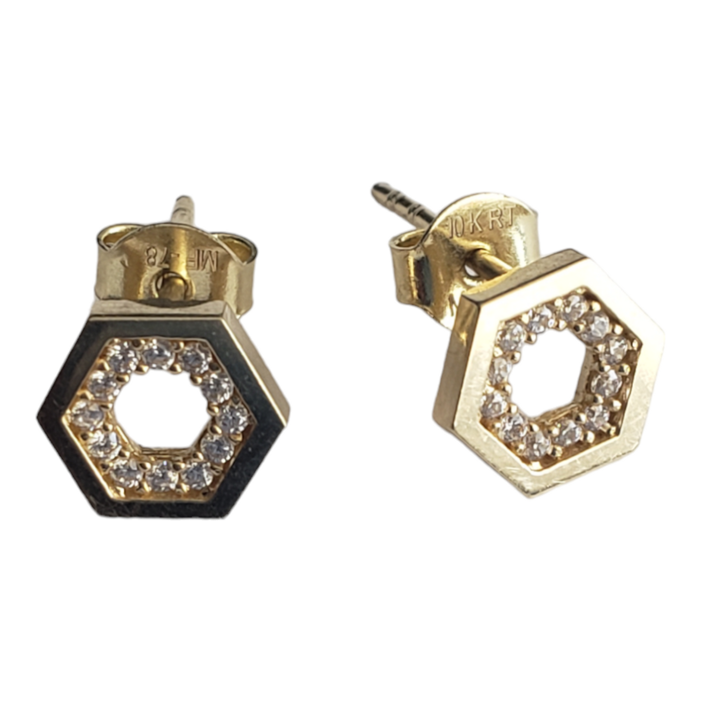 Broquel hexagonal, oro de 10k