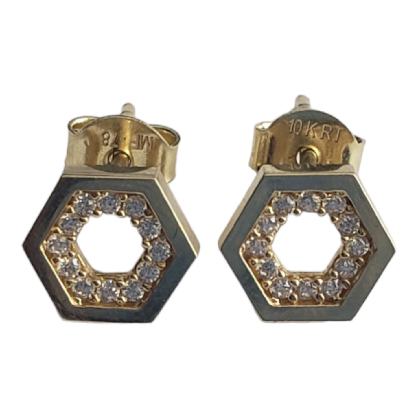 Broquel hexagonal, oro de 10k