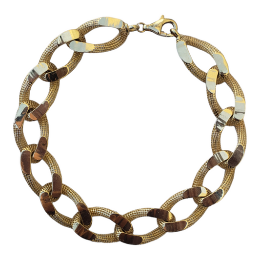 Pulsera de eslabones anchos- Oro 10k