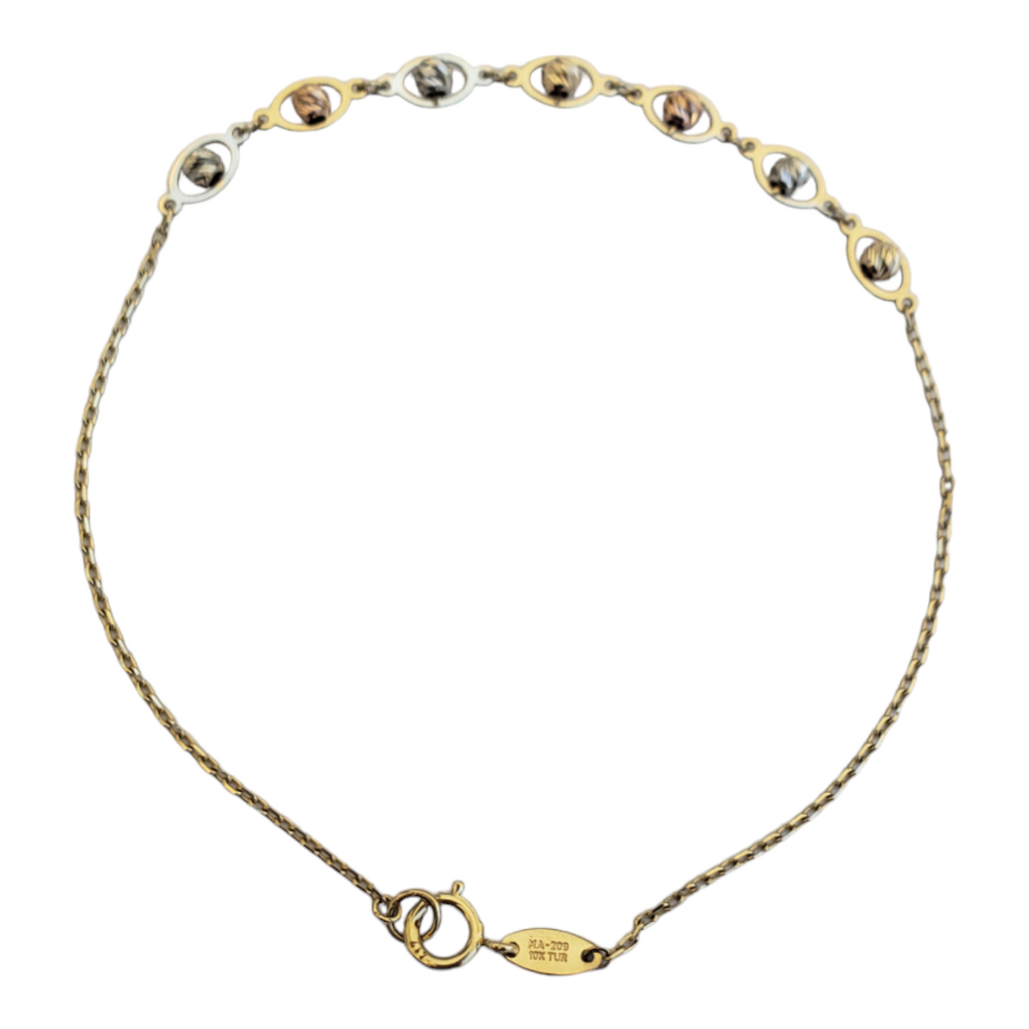 Pulsera de bolas diamantadas en oro florentino-Oro 10k