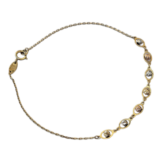 Pulsera de bolas diamantadas en oro florentino-Oro 10k
