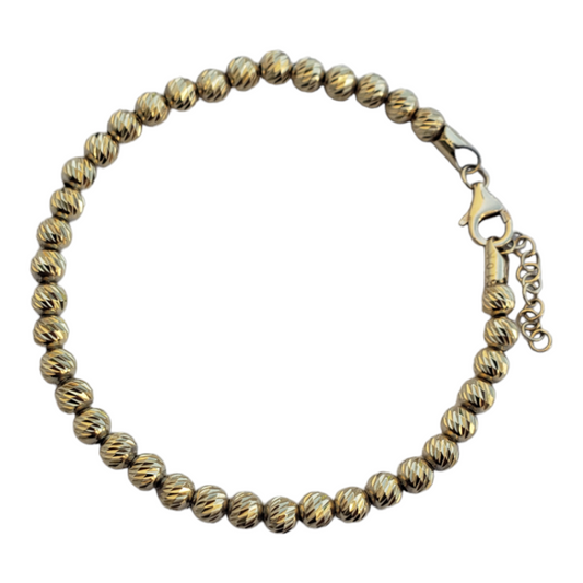 Pulsera de bolas diamantadas-Oro 10k
