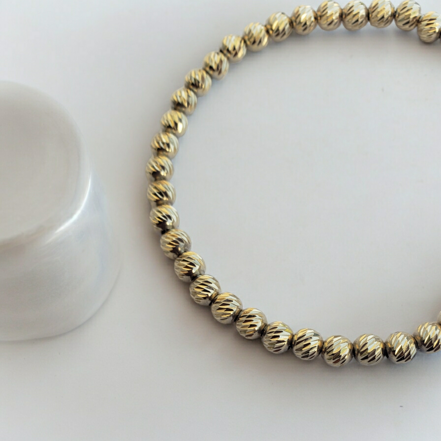 Pulsera de bolas diamantadas-Oro 10k