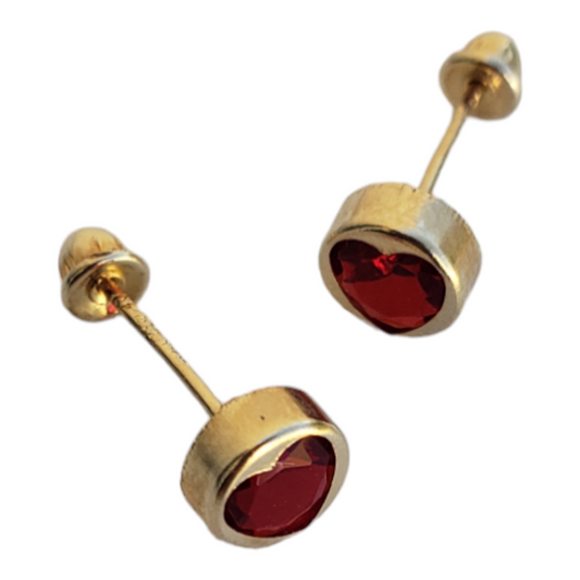Broquel de corazón rojo-Oro 10k